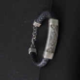 Mandala Leather silver bracelet